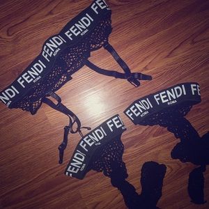 Garter belt and fishnet thigh high set